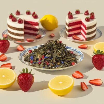 Thé vert à la fraise façon Fraisier